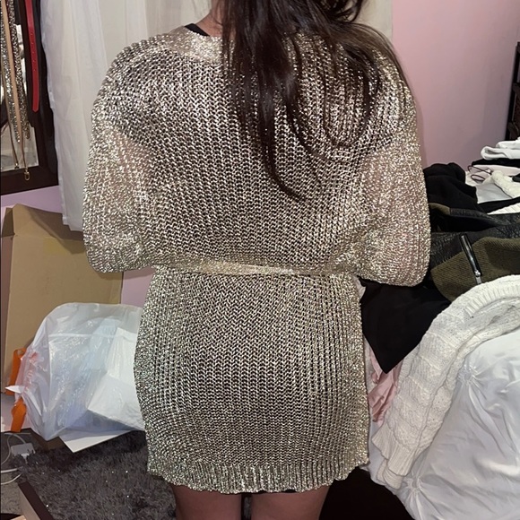 Gold Mesh/Knit Cardigan or Dress - Picture 2 of 3